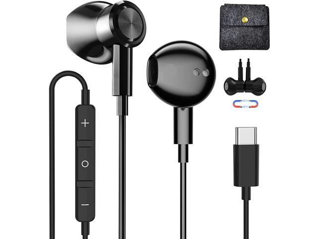 USB C Headphones ACAGET Wired Earbuds for Galaxy S21 Plus Type C Magnetic Earphones with Mic HiFi Stereo Headset Volume Control Headphone for Samsung S21 Ultra Z Flip3 Fold3 S20 FE Note 20 iPad Mini 6 