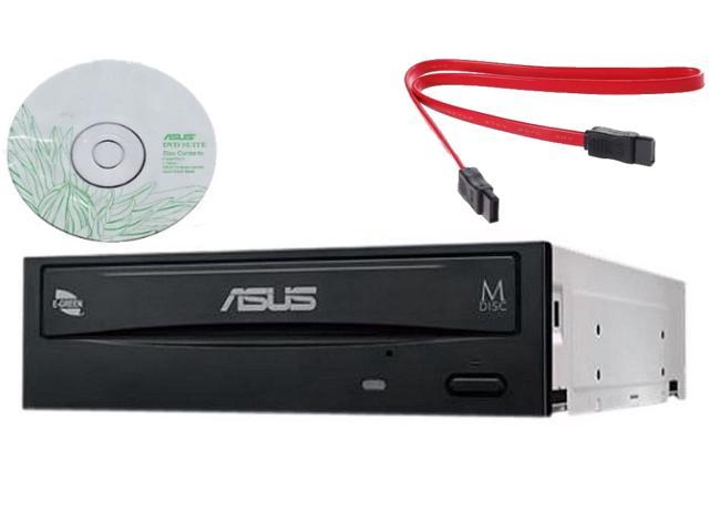 Asus CD DVD Drive Internal Desktop SATA 24x DVD RW CD DL MDisc DVD Burner Writer Drive + software + Copystars Sata data Cable UL Listed