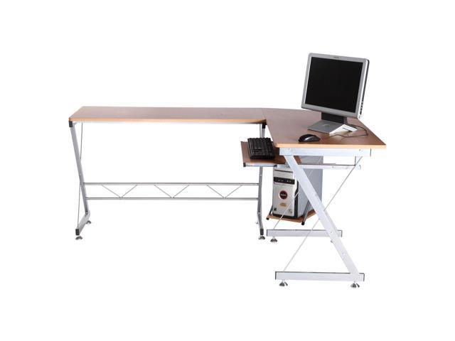 L Shaped Corner Desk Computer Workstation W Keyboard Tray Newegg Ca