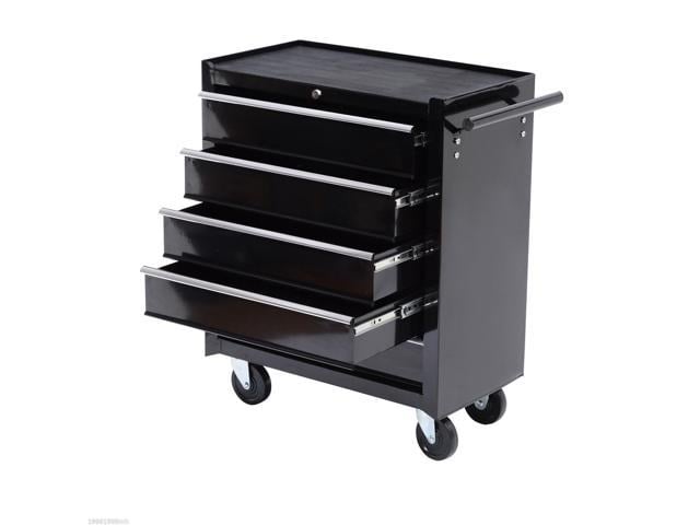 Homcom 5 Drawer Steel Rolling Tool Cabinet Wheeled Storage Cart Box Black 31 Closet Organization Shelving Newegg Ca