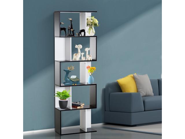 Modern S Shaped Bookcase Free Standing Storage Shelf Home Office