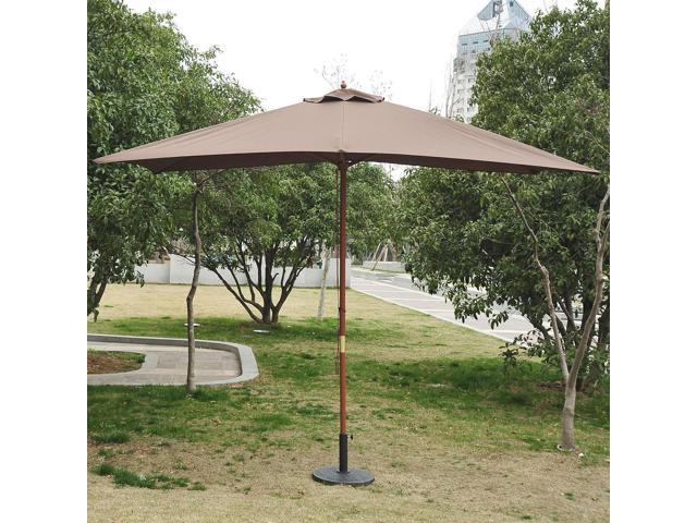 Outsunny 7 X10 Wooden Rectangle Market Patio Sun Umbrella Garden Parasol Outdoor Sunshade Canopy Coffee Outdoor Storage Buildings Newegg Ca