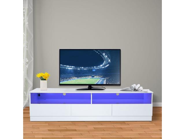 Homcom 71 High Gloss Led Tv Cabinet Stand Home Entertainment Center Modern Storage Unit White Homcom 71 High Gloss Led Tv Cabinet Stand Home Entertainment Center Modern Storage Unit White