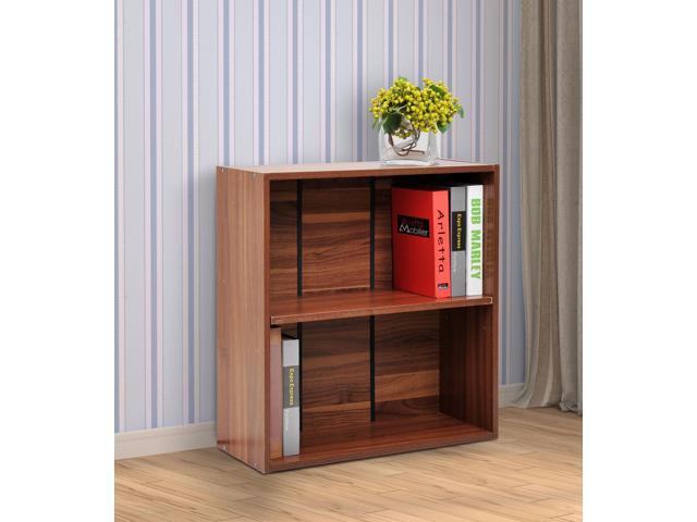 2 Tier Wood Bookcase Small Storage Bookshelf Home Office Furniture