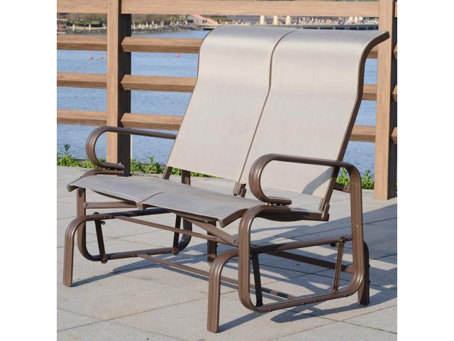 Double Seat Glider Outdoor Rocking Bench Swing Lounger Porch