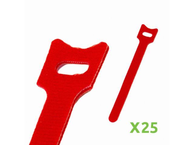 NavePoint 6 Inch Hook and Loop Reusable Strap Cable Cord Wire Ties 25 Pack Red