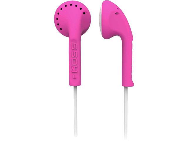 Koss Ke10p Pink Stereo Earbuds Slim Contour Design Soft Rubber Body