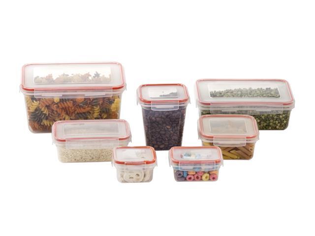14 Pc Food Storage Containers With Red Lids Bpa Free Nesting Set Newegg Com