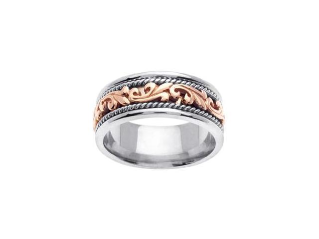 Women 14k White Gold Rose Gold 2 Color Wedding Band Women Ring Diamond Ebay