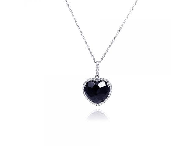 Sterling Silver Onyx Pendant Necklace 16 Inch