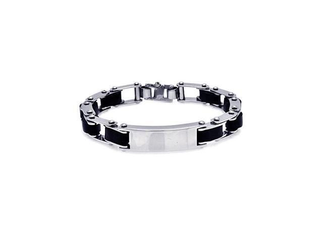 Stainless Steel Black Rubber Link Bike Chain Id Bracelet Newegg Stainless Steel Black Rubber Link Bike Chain Id Bracelet