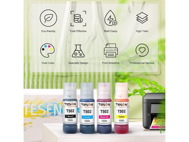 Hiipoo Sublimation Ink for EcoTank Supertank Inkjet Printer ET-2400 ET-2720  ET-2760 ET-2800 ET-2803 ET-2830 ET-4800 ET-3760 ET-2850 ET-7720 ET-15000  /Upgrade Version/Offer Free ICC Printing 