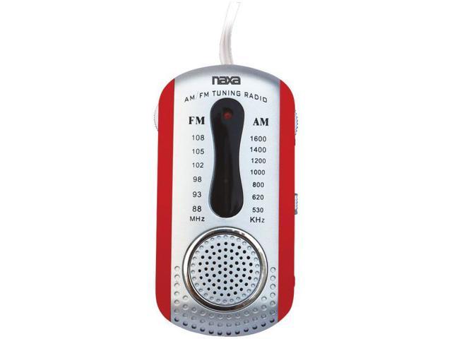 Naxa NR721RD AM/FM Mini Pocket Radio with Speaker (Red)