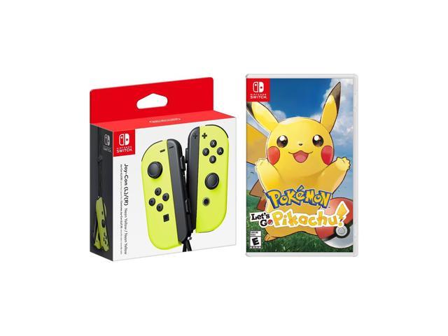 Nintendo Switch Joy Con Lr Neon Yellow Pokemon Lets Go Pikachu Game Disc Neweggcom