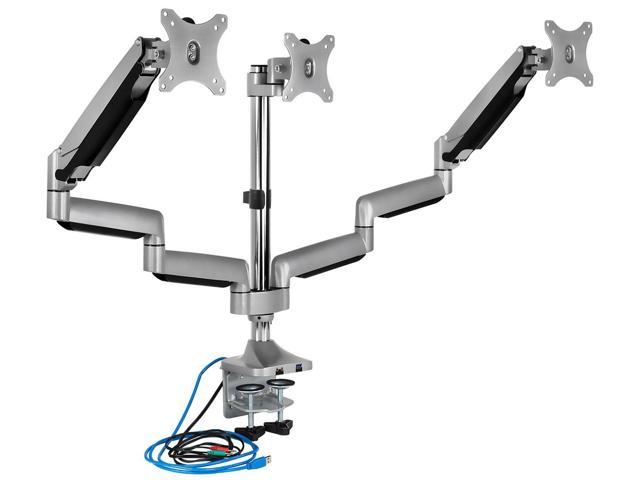 Mount-It! Triple Monitor Mount | Built In USB and Audio Ports| Fits Up to 32" Screens