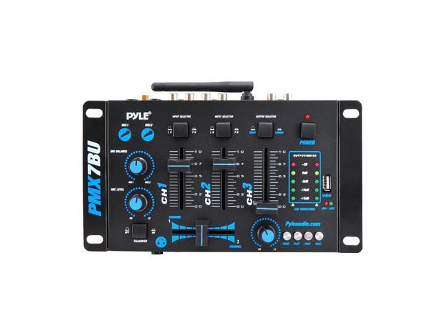 Pyle Bluetooth 3-Channel DJ MP3 Mixer, Mic-Talkover, USB Flash Reader ...