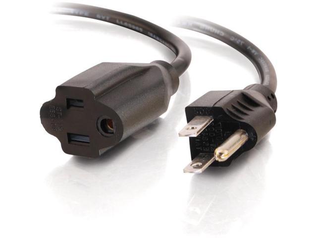 C2G 03115 18 AWG Outlet Saver Power Extension Cord - NEMA 5-15P to NEMA 5-15R, TAA Compliant, Black (6 Feet, 1.82 Meters)