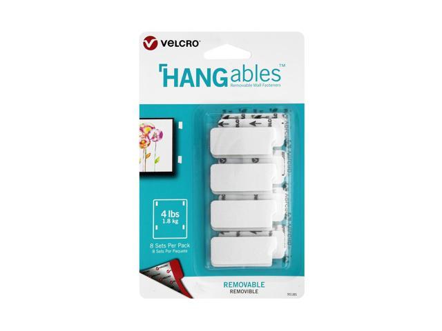Velcro HANGables Removable Wall Fasteners 0.25 x 4.5 White 8/Pack 95185 