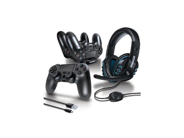 Photo 2 of DreamGear 6 PIECE Advanced Gamer's Starter Kit for PlayStation 4. (**CONTROLLERS SOLD SEPARATELY**) The PS4 Gamer's Kit is the perfect addition to any PS4. A dual charging dock, 10 foot charge and sync cable, a headset with crystal clear boom mic, and a p