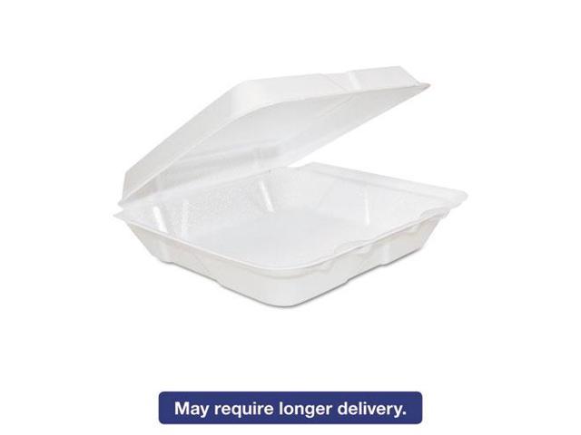 Dart Foam Hinged Lid Containers 8 x 8 x 2 1/4 White 200/Carton