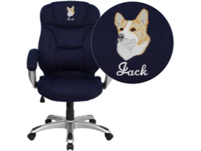 Embroidered High Back Black Microfiber Contemporary Executive Swivel Office Chair Flago725bkembgg Newegg Com