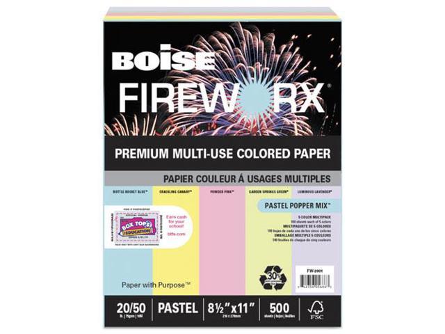 Boise FIREWORX Colored Paper 20lb 8-1/2 x 11 Pastel Popper Mix 500 Sheets/Ream