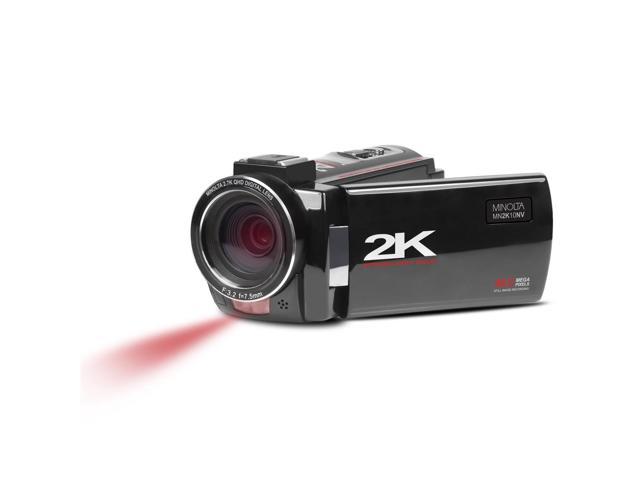Minolta MN2K10NV 2K UHD Camcorder w/3" Touch & Infrared Night Vision, Black