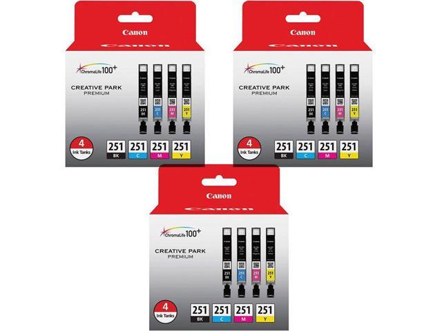 Canon 3 Pack CLI-251 BK/CMY 4 Ink Combo Multi Pack, Black, Cyan, Magenta, Yellow