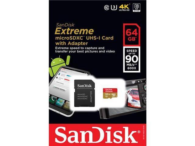 SanDisk Extreme 64GB microSDXC Flash Memory Model SDSQXNE-064G-AN6MA