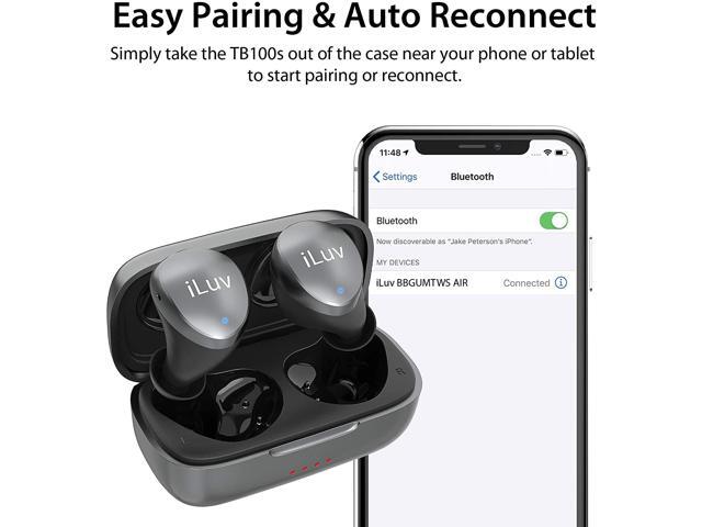 iLuv TB100 Space Gray True Wireless Earbuds Cordless in-Ear Bluetooth 5