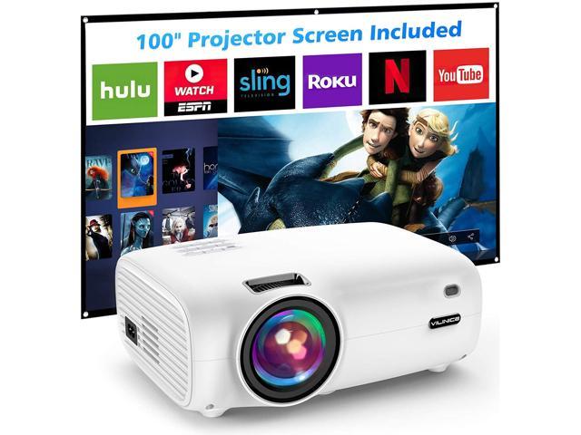 Projector,Xinda LCD 2800 Lumens Mini Multi-Media Portable Video Projector Game Home Cinema Theater Movie Projector White 001BW