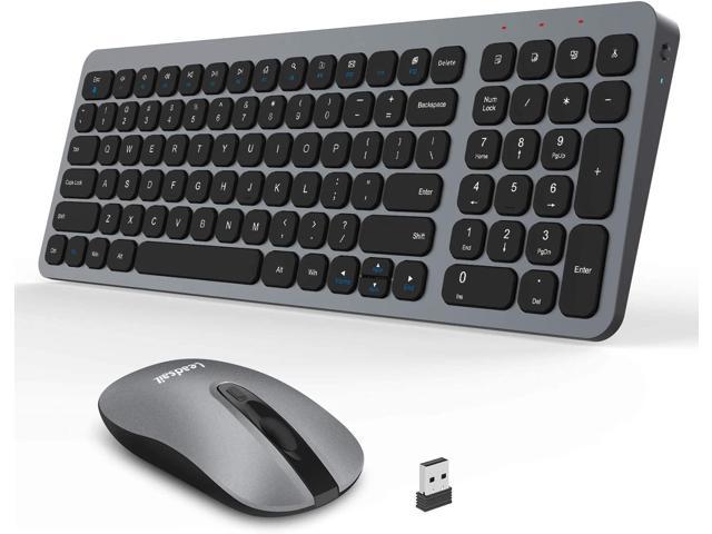 Jelly Comb Ultra Thin 2.4G Wireless Keyboard and Mouse Full Size with 12 Multi-Media Keys for Windows Computer PC Laptop Desktop Black Wireless Keyboard Mouse 