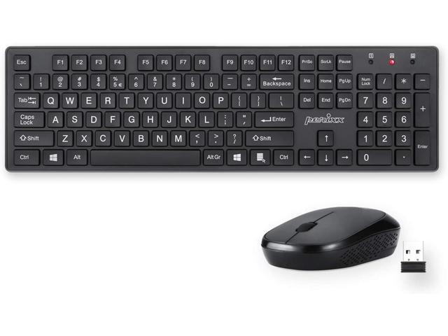 perixx periduo 717 wireless standard keyboard and mouse combo set with big print letter black us english layout newegg com