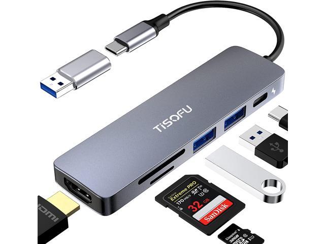 Black SD/TF Card USB C Hub 6 in 1 Combo with 2 USB 3.0 and Type C Charging Port etc Multi-Function USB C to HDMI Adapter Compatible for MacBook Pro & Notebook & Tablet PC Type C Hub to HDMI 