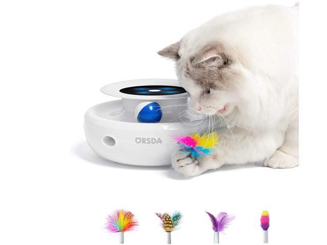Automatic Kitten Toy for Indoor Cats with 2 Plush Balls Interactive Cat Toy 5-Speed Electronic Random Rotating Kitty Toy with Mouse Sound 