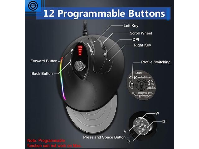 Gaming Mouse with 5 D Rocker, TRELC Ergonomic Mouse with 10000 DPI