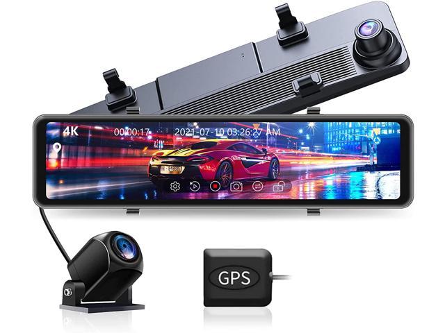 Night Vision GPS Tracking IPS Full Touch Screen Waterproof Backup Rear View Camera Loop Recording Parking Monitor for Cars 12 2.5K Mirror Dash Cam w/ Voice Control 
