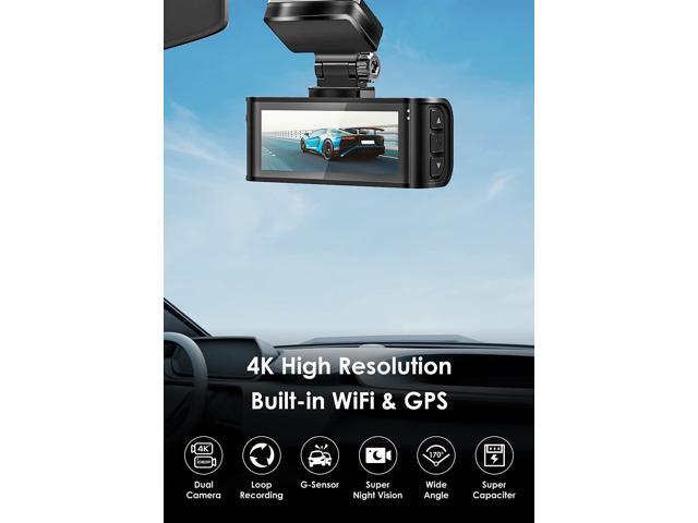 Nachtsicht-Loop-Aufnahme 170 ° Weitwinkel WDR unterstützt 256 GB Max REDTIGER Dashcam Auto Vorne Hinten 4K/2,5K Mit GPS WiFi Dash Cam Auto Dashboard Recorder mit 3,16 IPS-Bildschirm
