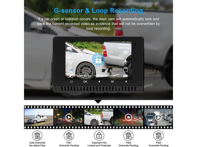 G-Sensor WDR Night Vision Car Camera Recorder with UHD 3840x2160P Max Support 128GB Dual Dash Cam with WiFi and Built-in GPS 2.45 LCD,170°Wide Angle AUTOWOEL 4K Dash Cam Front and Rear