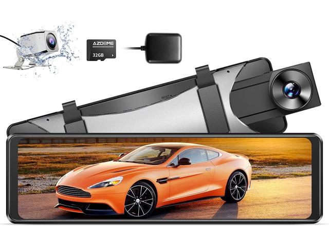 AZDOME 2.5K Mirror Dash Cam, 11" IPS Full Touch Screen Front and Rear View Mirror Camera, 1080P Waterproof Backup Camera, Dual Dash Camera for Cars, Night Vision, Parking Monitor, 32GB Card & GPS