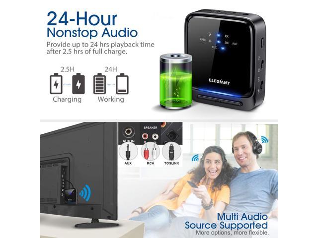 straffen zien Postbode ELEGIANT Bluetooth 5.0 Transmitter Receiver Wireless Audio Adapter Pair 2  Headphones at Once aptX HD/aptX LL Built-in Microphone LED Indicator,  Optical TOSLINK 3.5mm AUX RCA for TV Home Stereo System - Newegg.com