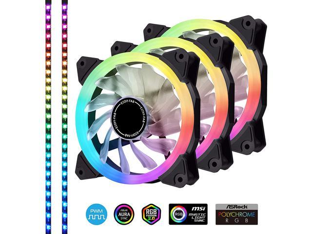 120mm SYNC Addressable Case Fans 3 Pack ABKONCORE RGB Fan HR120 Silent PWM Fans With Hydro Bearing and Anti-Vibration Pads 5V Addressable RGB Speed And Light Adjustable With Controller And Remote 