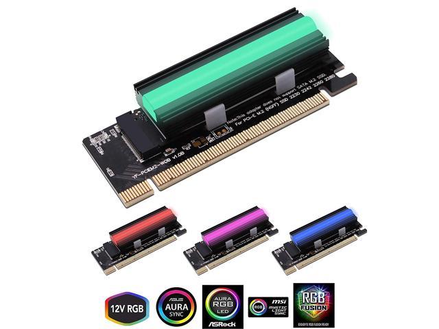 2280 2260 2242 2230,PCI-e 3.0 x4 and SATA 3.0 Expansion Card and M2 SATA SSD B & M Key M Key EZDIY-FAB Dual M.2 Adapter for SATA and PCIE NVMe SSD with RGB LED Heat Sink,Support NGFF PCIe SSD 
