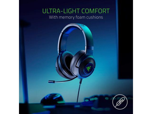 Razer Kraken X Usb Ultralight Gaming Headset 7 1 Surround Sound Lightweight Frame Green Logo Lighting Integrated Audio Controls Bendable Cardioid Microphone For Pc Classic Black Newegg Com