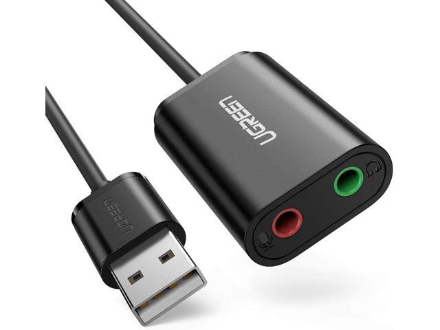 UGREEN USB Audio Adapter External Stereo Sound Card With 3.5mm Headphone And Microphone Jack For Windows, Mac, Linux, PC, Laptops, Desktops, PS4