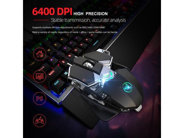 CORN HXSJ J600 Mechanical 6400DPI 9 Customizable Macro Programming Gaming  Mice, RGB Backlit Effect