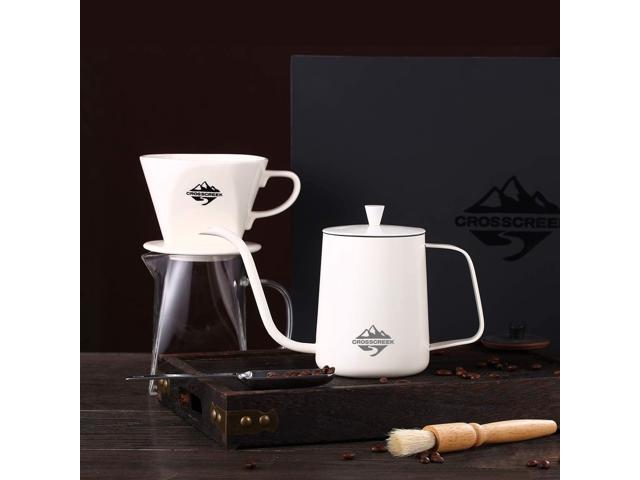Pour Over Coffee Dripper  Brew 4 Cups Heat Resistant High Borosilicate Glass Coffee Maker Come with Filter Paper 20oz Coffee Server with Lid 