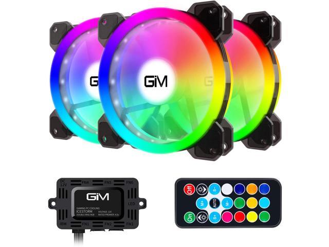 3 Pack RGB LED Quiet Computer Case PC Cooling Fan 120mm with 1 Remote Control US 