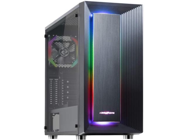 Pre-Installed 120 mm ARGB Fan Tempered Glass Panels Computer Case High Airflow ARGB Lighting System Gaming PC Case ESGAMING RGB ATX Mid-Tower PC Case with USB 3.0 and ARGB LED Light Strips 