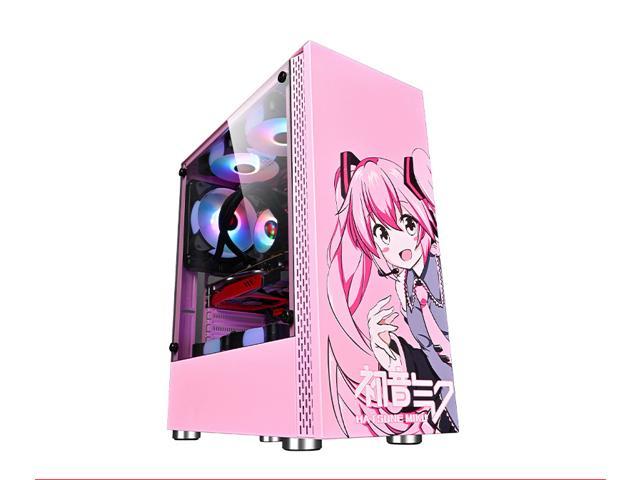 CORN Hatsune Miku ATX/Micro-ATX/iTX Middle Tower Gaming Computer Case Support 240mm Liquid Cooling